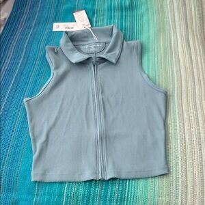 Travis Mathew Smoky Blue Sleeveless Midline Moveknit Polo